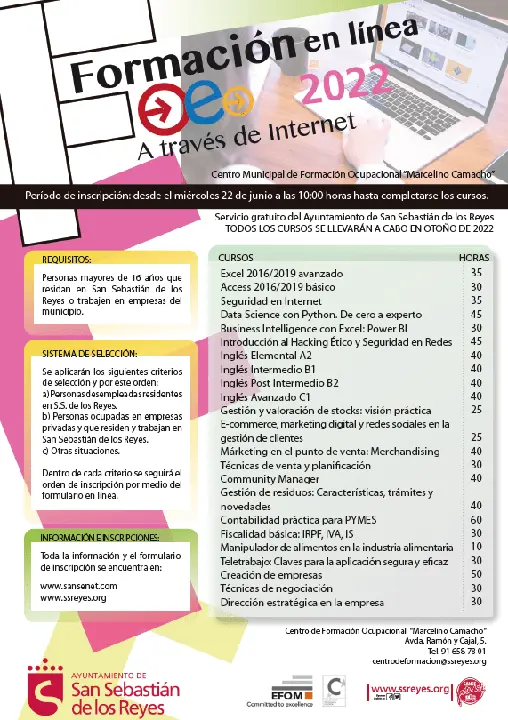 Cursos de formaci&oacute;n OnLine San Sebastian de los Reyes
