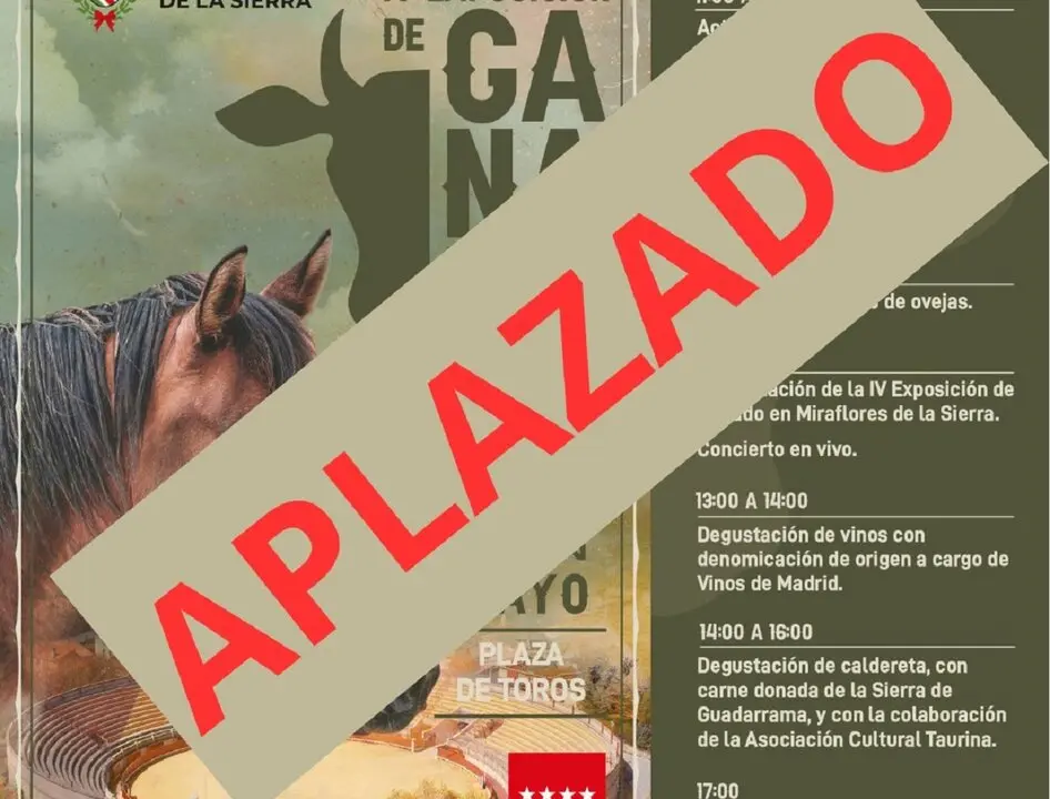 El ayuntamiento de Miraflores de la Sierra anuncia el aplazamiento de la Exposici&oacute;n de Ganado prevista para el 10 de mayo