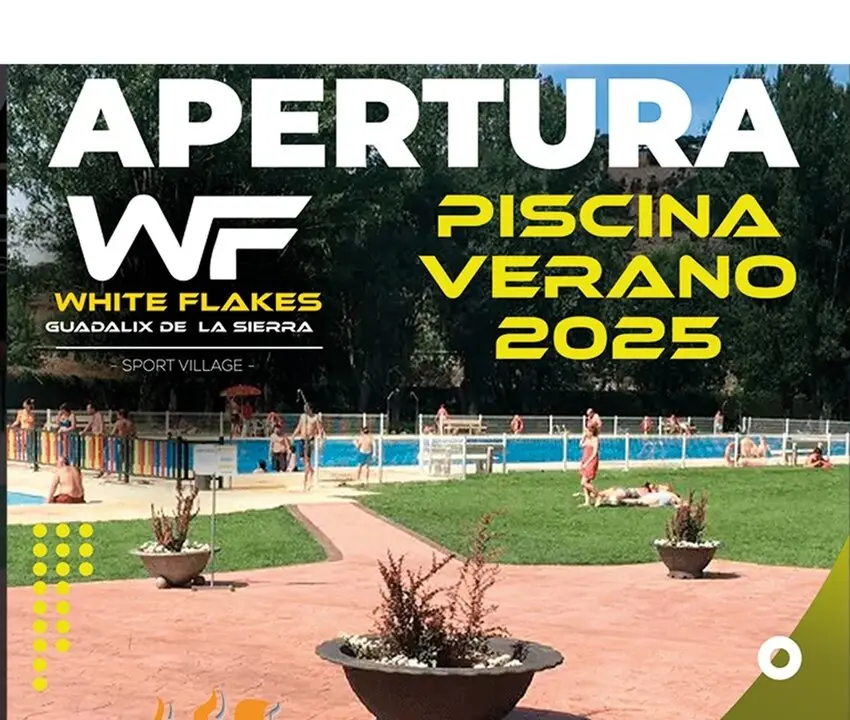 Cartel de la apertura de la piscina de verano de Guadalix de la Sierra