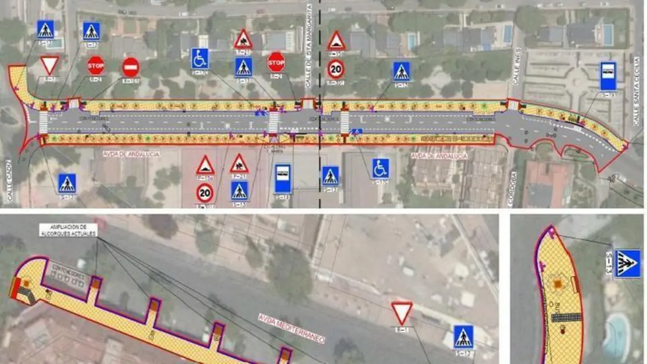 reurbanizaci&oacute;n del tramo Norte de avenida de Andaluc&iacute;a, aceras de Avenida del Mediterr&aacute;neo y Glorieta de los M&uacute;sicos