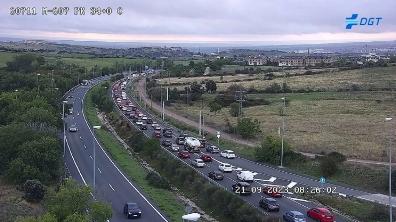 La M607 vuelve a sufrir un atasco el 1 de septiembre (la imagen no corresponde al atasco de hoy)