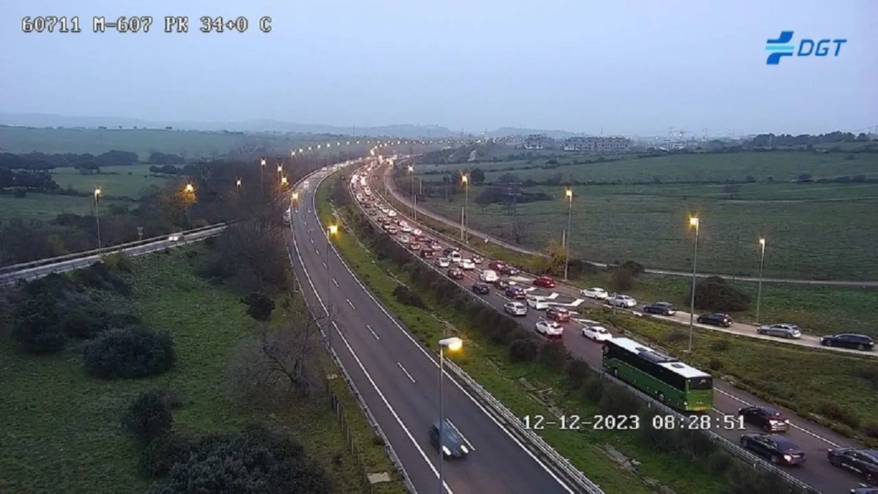 La M-607 vuelve a sufrir un atasco en direcci&oacute;n Madrid, como este de la foto ocurrido en diciembre ce 2023