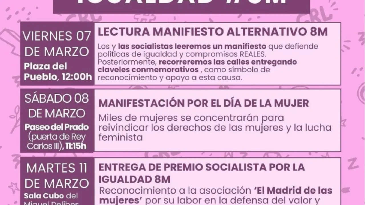 Estos son los actos organizados por el PSOE de Alcobendas con motivo del 8M, D&iacute;a Internacional de la Mujer