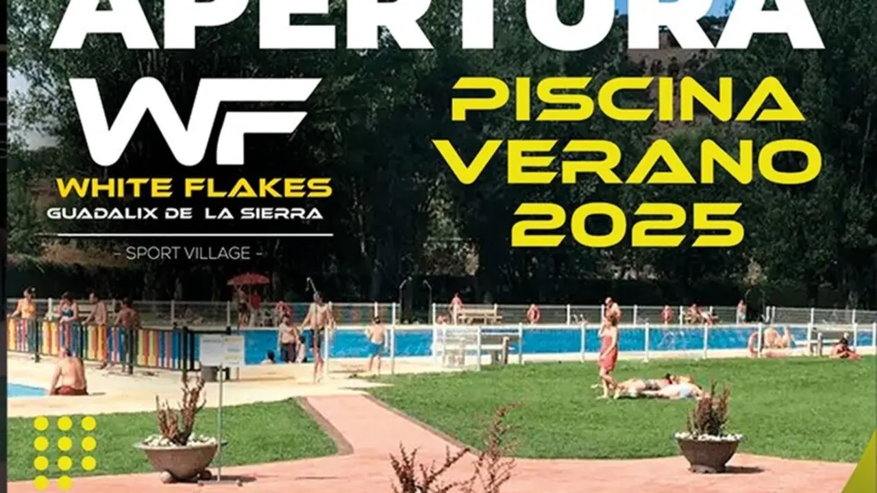 Cartel de la apertura de la piscina de verano de Guadalix de la Sierra