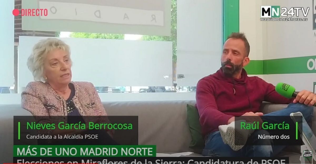 Nieves García Berrocosa y Raúl García, candidata a la alcaldía y número dos de PSOE Miraflores de la Sierra