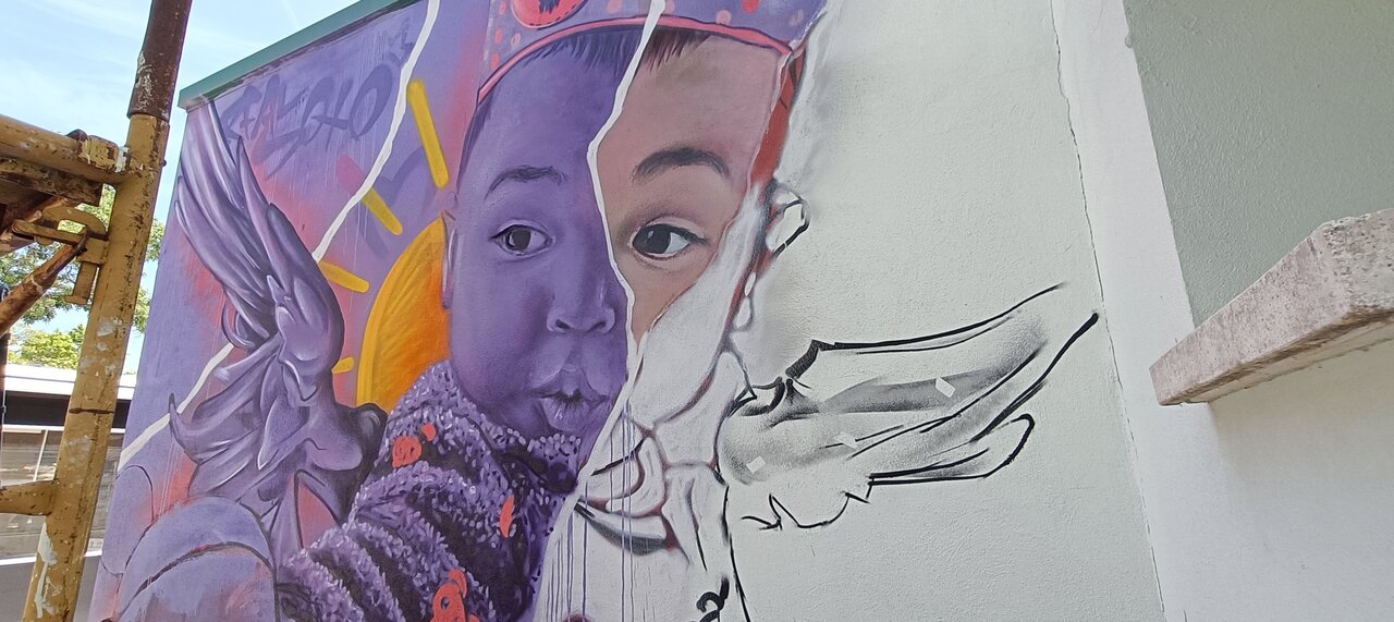 El mural en proceso de Diego As en Soto del Real.