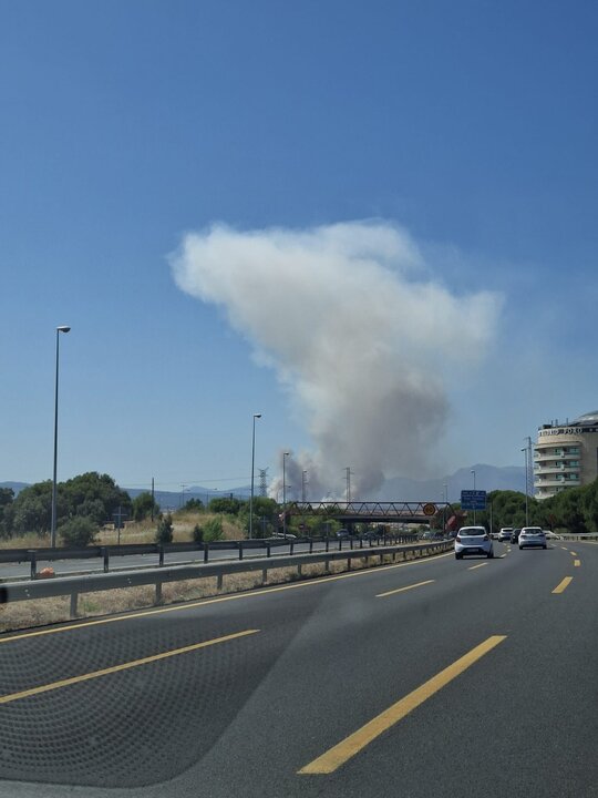 Vista del incendio desde la M-607.