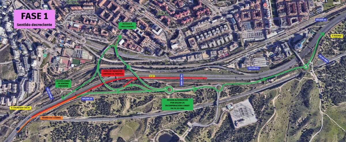 Fase 1 de cortes de tráfico en M-607 en abril de 2026